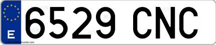 Ejemplo de matrícula de coche ordinaria 6529 CNC