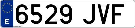 Ejemplo de matrícula española 6529 JVF