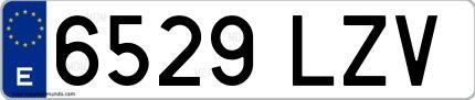 Ejemplo de matrícula española 6529 LZV