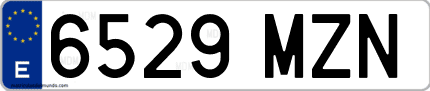 Ejemplo de matrícula de coche ordinaria 6529 MZN
