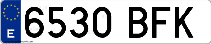 Ejemplo de matrícula de coche ordinaria 6530 BFK