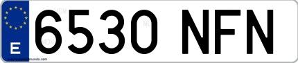 Ejemplo de matrícula española 6530 NFN