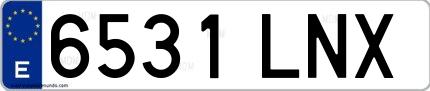 Ejemplo de matrícula española 6531 LNX