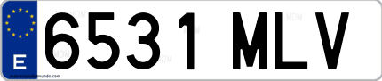 Ejemplo de matrícula de coche ordinaria 6531 MLV