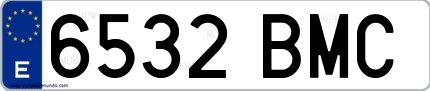 Ejemplo de matrícula española 6532 BMC