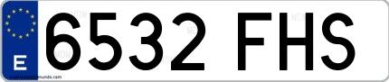 Ejemplo de matrícula española 6532 FHS