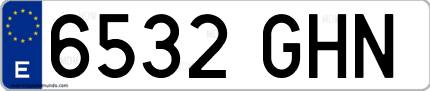 Ejemplo de matrícula de coche ordinaria 6532 GHN