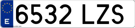 Ejemplo de matrícula española 6532 LZS