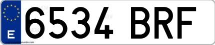 Ejemplo de matrícula española 6534 BRF