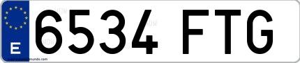 Ejemplo de matrícula española 6534 FTG