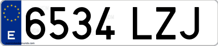 Ejemplo de matrícula de coche ordinaria 6534 LZJ