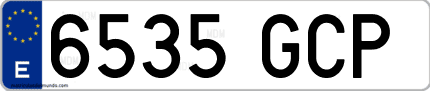 Ejemplo de matrícula de coche ordinaria 6535 GCP