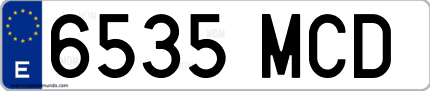 Ejemplo de matrícula de coche ordinaria 6535 MCD