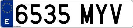 Ejemplo de matrícula española 6535 MYV