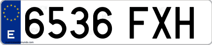 Ejemplo de matrícula de coche ordinaria 6536 FXH