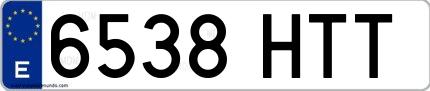 Ejemplo de matrícula española 6538 HTT