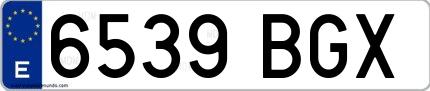 Ejemplo de matrícula española 6539 BGX