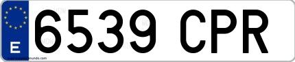 Ejemplo de matrícula española 6539 CPR