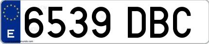 Ejemplo de matrícula española 6539 DBC