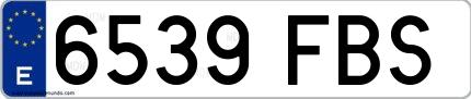 Ejemplo de matrícula española 6539 FBS