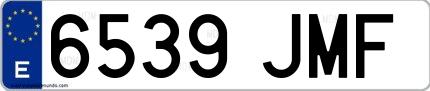 Ejemplo de matrícula española 6539 JMF