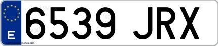 Ejemplo de matrícula española 6539 JRX