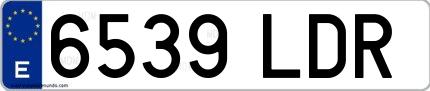 Ejemplo de matrícula española 6539 LDR