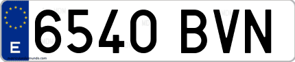 Ejemplo de matrícula de coche ordinaria 6540 BVN