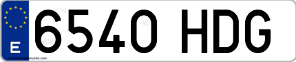Ejemplo de matrícula de coche ordinaria 6540 HDG