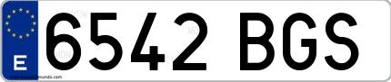 Ejemplo de matrícula española 6542 BGS