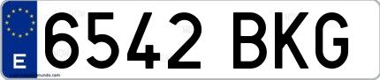 Ejemplo de matrícula española 6542 BKG