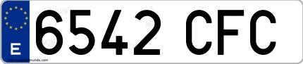 Ejemplo de matrícula española 6542 CFC
