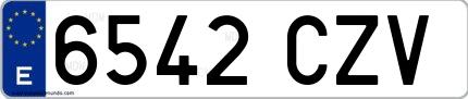 Ejemplo de matrícula española 6542 CZV