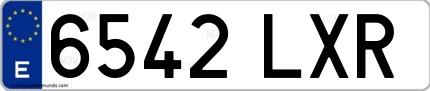 Ejemplo de matrícula española 6542 LXR