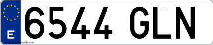 Ejemplo de matrícula de coche ordinaria 6544 GLN