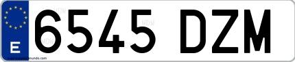 Ejemplo de matrícula española 6545 DZM
