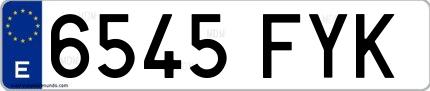 Ejemplo de matrícula española 6545 FYK