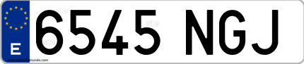 Ejemplo de matrícula de coche ordinaria 6545 NGJ