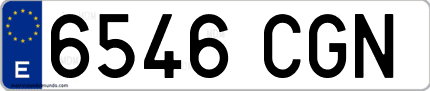 Ejemplo de matrícula de coche ordinaria 6546 CGN