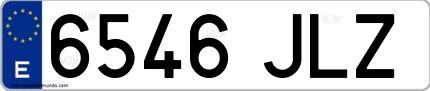 Ejemplo de matrícula española 6546 JLZ
