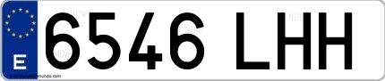 Ejemplo de matrícula española 6546 LHH