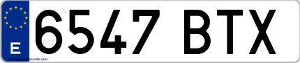 Ejemplo de matrícula de coche ordinaria 6547 BTX