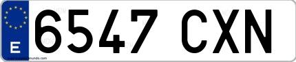 Ejemplo de matrícula española 6547 CXN