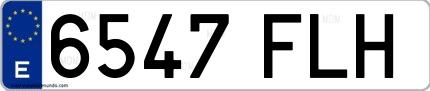 Ejemplo de matrícula española 6547 FLH