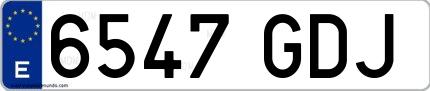 Ejemplo de matrícula española 6547 GDJ
