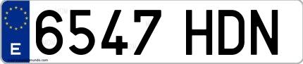 Ejemplo de matrícula española 6547 HDN