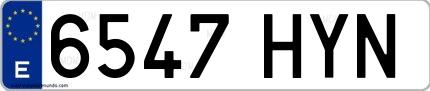 Ejemplo de matrícula española 6547 HYN