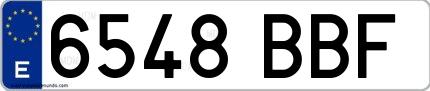 Ejemplo de matrícula española 6548 BBF