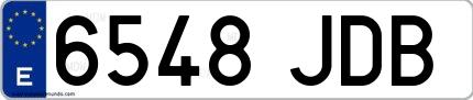 Ejemplo de matrícula española 6548 JDB