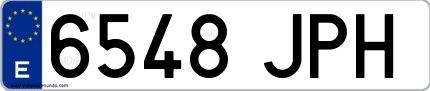Ejemplo de matrícula española 6548 JPH